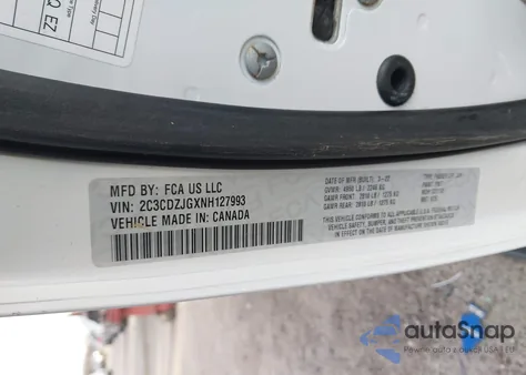 2022 Dodge Challenger Gt z USA, uszkodzony, nr VIN 2C3CDZJGXNH127993